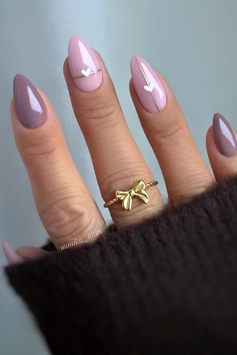 Dusty Purple Naegel mit Mini Herzen