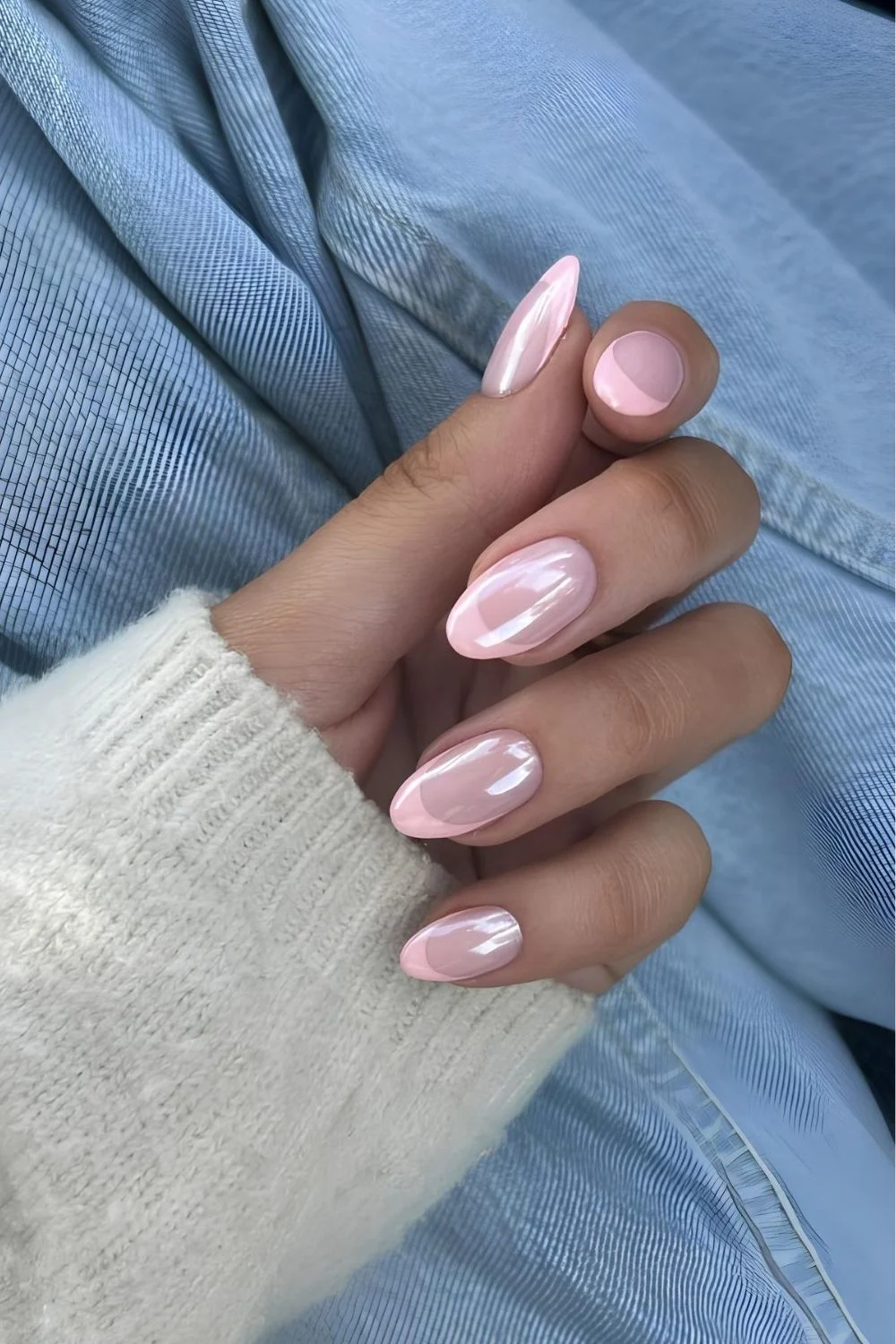 Rosa Chrome French Nägel