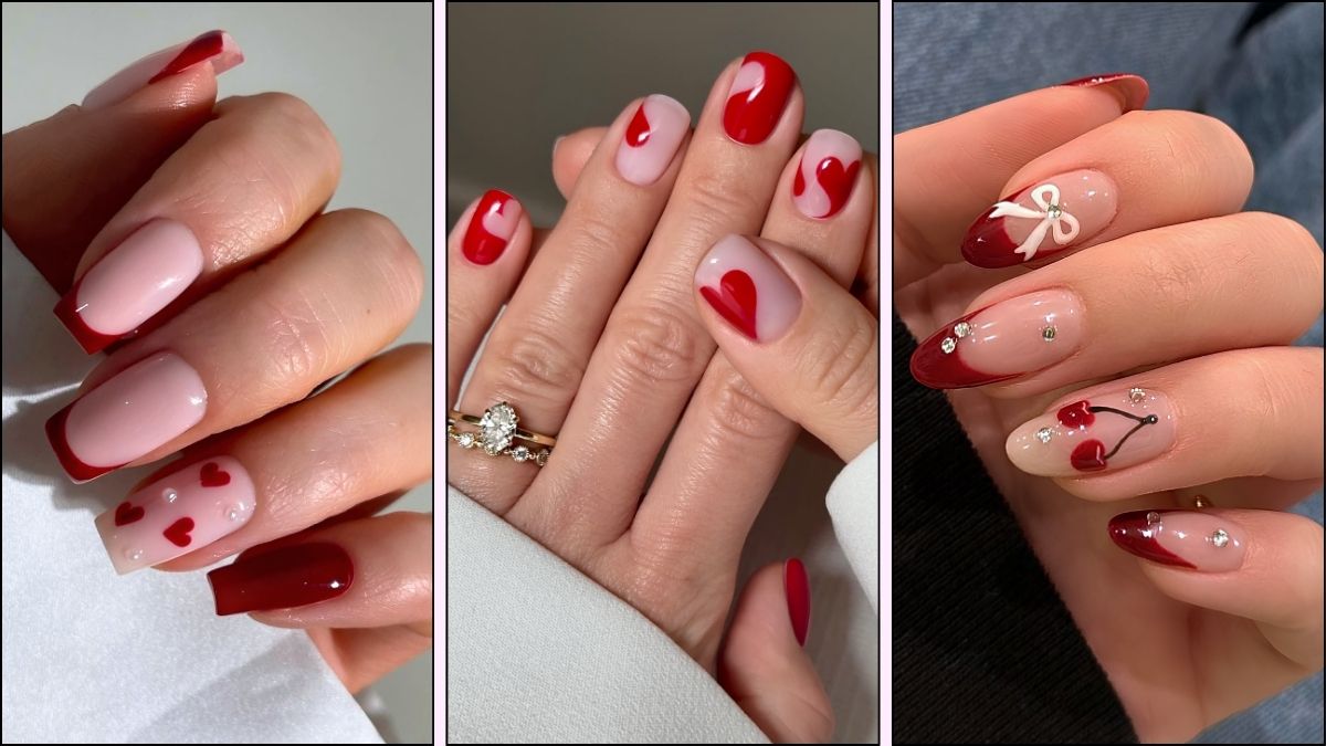 Rote Valentinstag Naegel