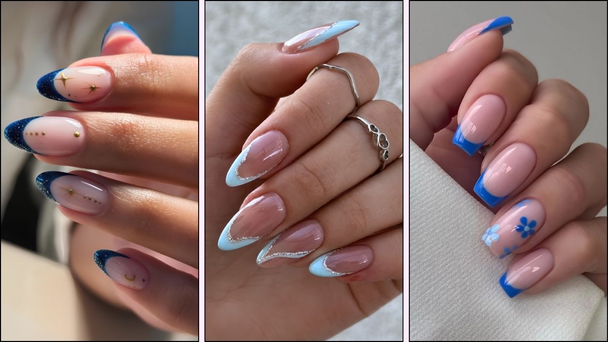 Blaue french naegel ideen