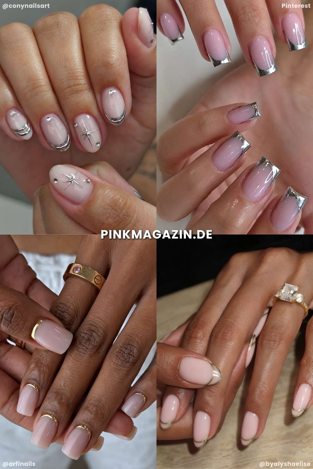 Elegante Manikueren mit Metallic Details