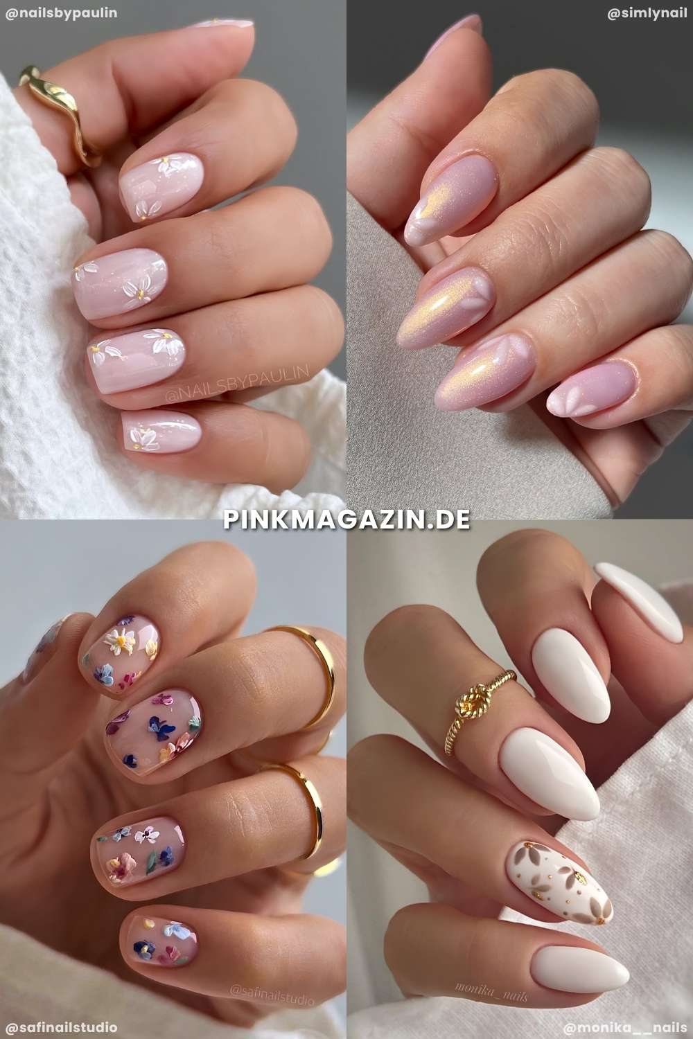 Elegante florale Verlobungsnaegel