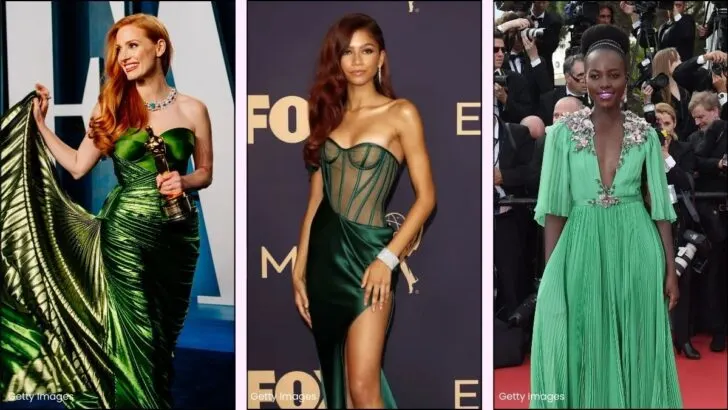 20 Mal, als grüne Kleider auf dem roten Teppich alle Blicke auf sich zogen