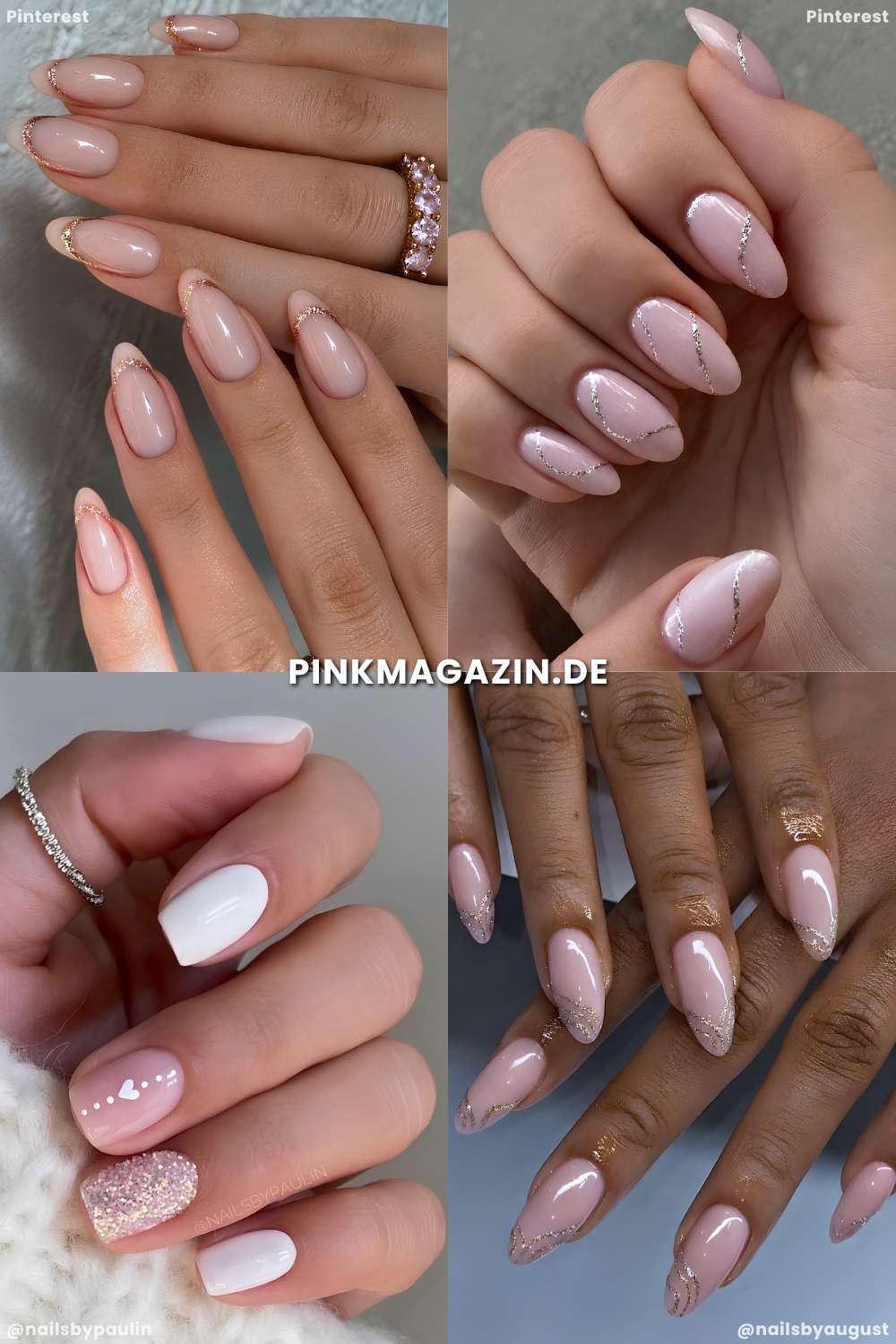 Verlobungsnaegel mit Glitzer Details