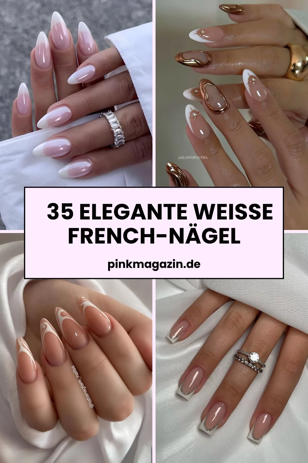 Weiße French-Tip-Nageldesigns Pinterest