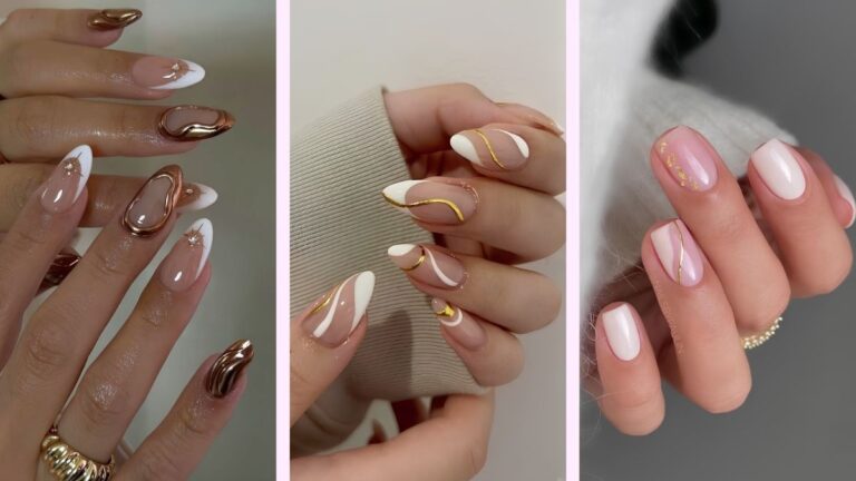 Weiße-goldene Nagelideen