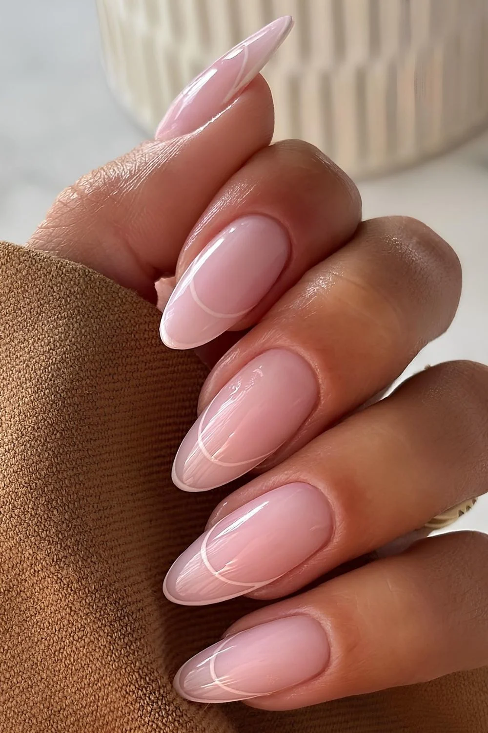 Zartrosa Double-French-Nägel