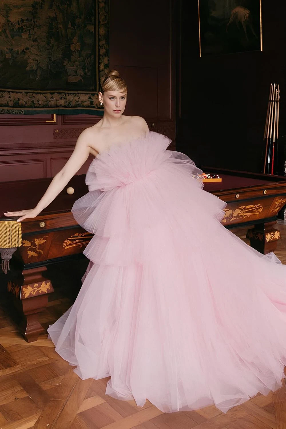 Blushfarbenes T&uuml;ll-Abiballkleid