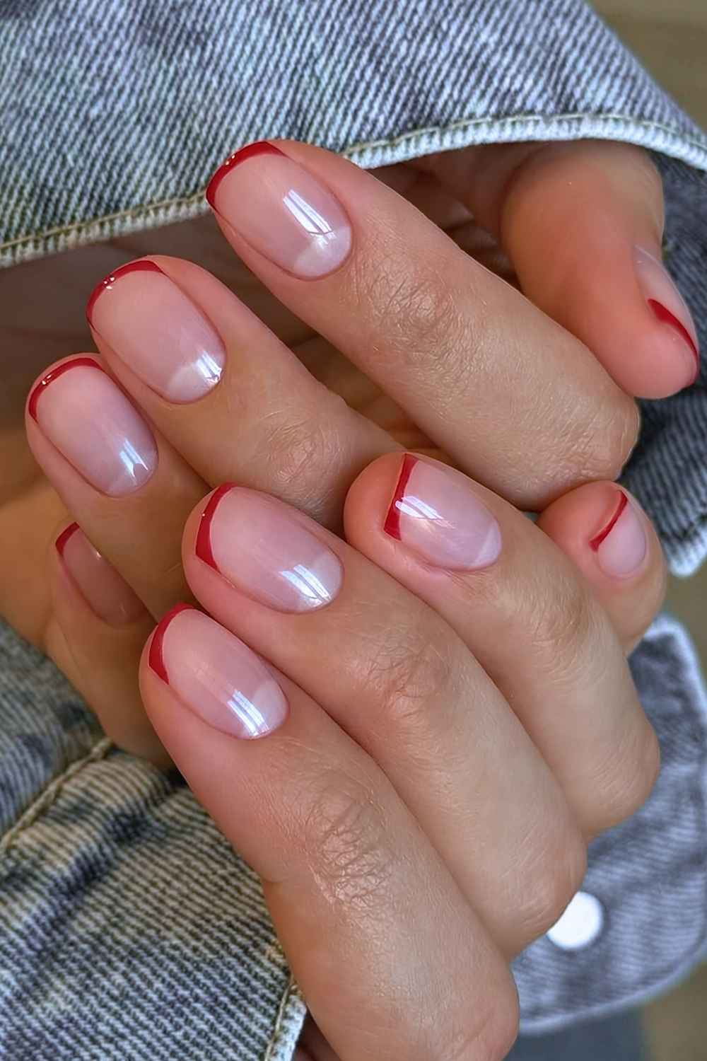 Feine rote French Tips