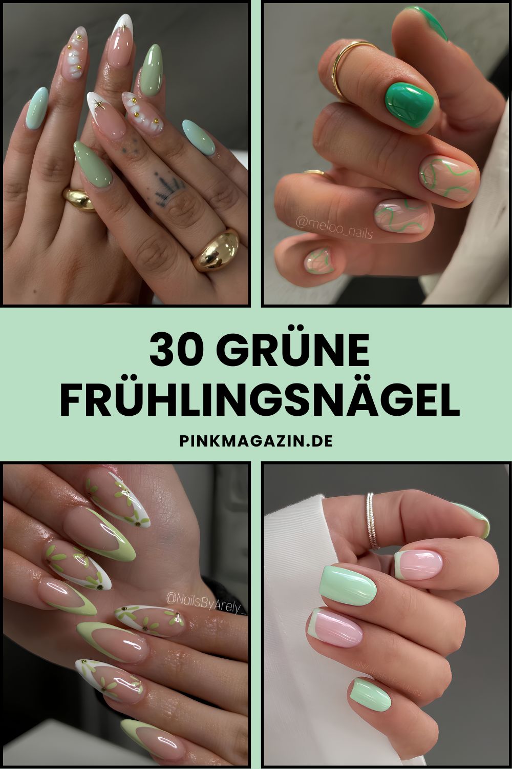 Grüne Frühlingsnägel Pinterest