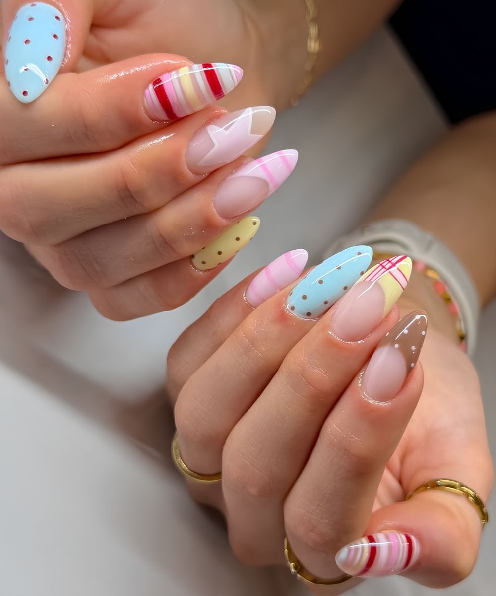 Pastell Mix und Match Manikuere