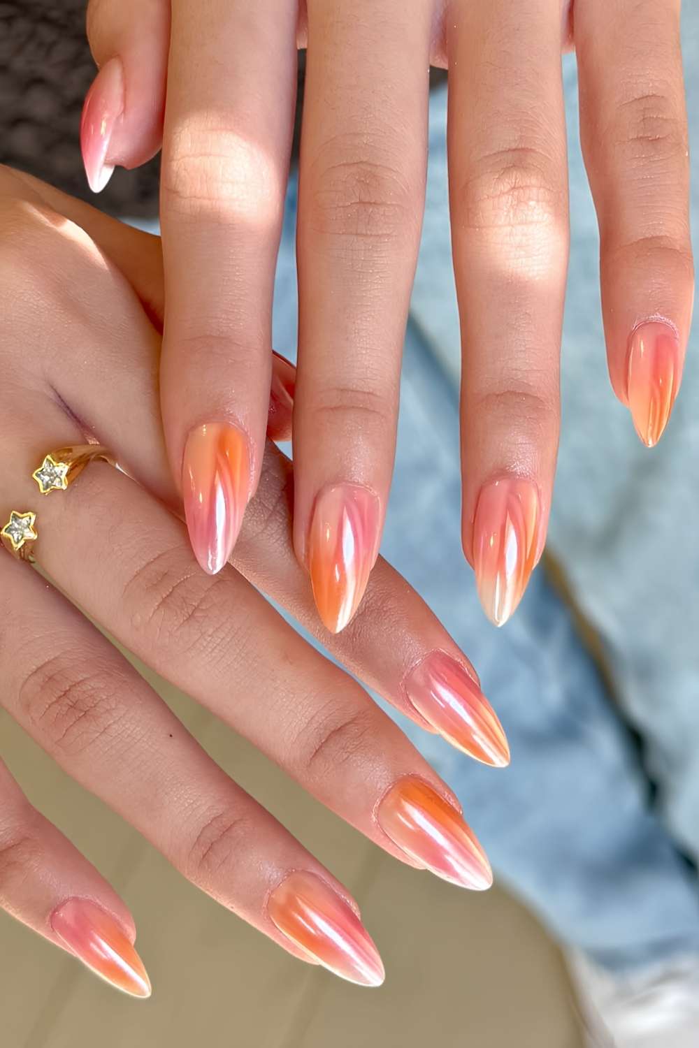 Pfirsich Chrome Mani
