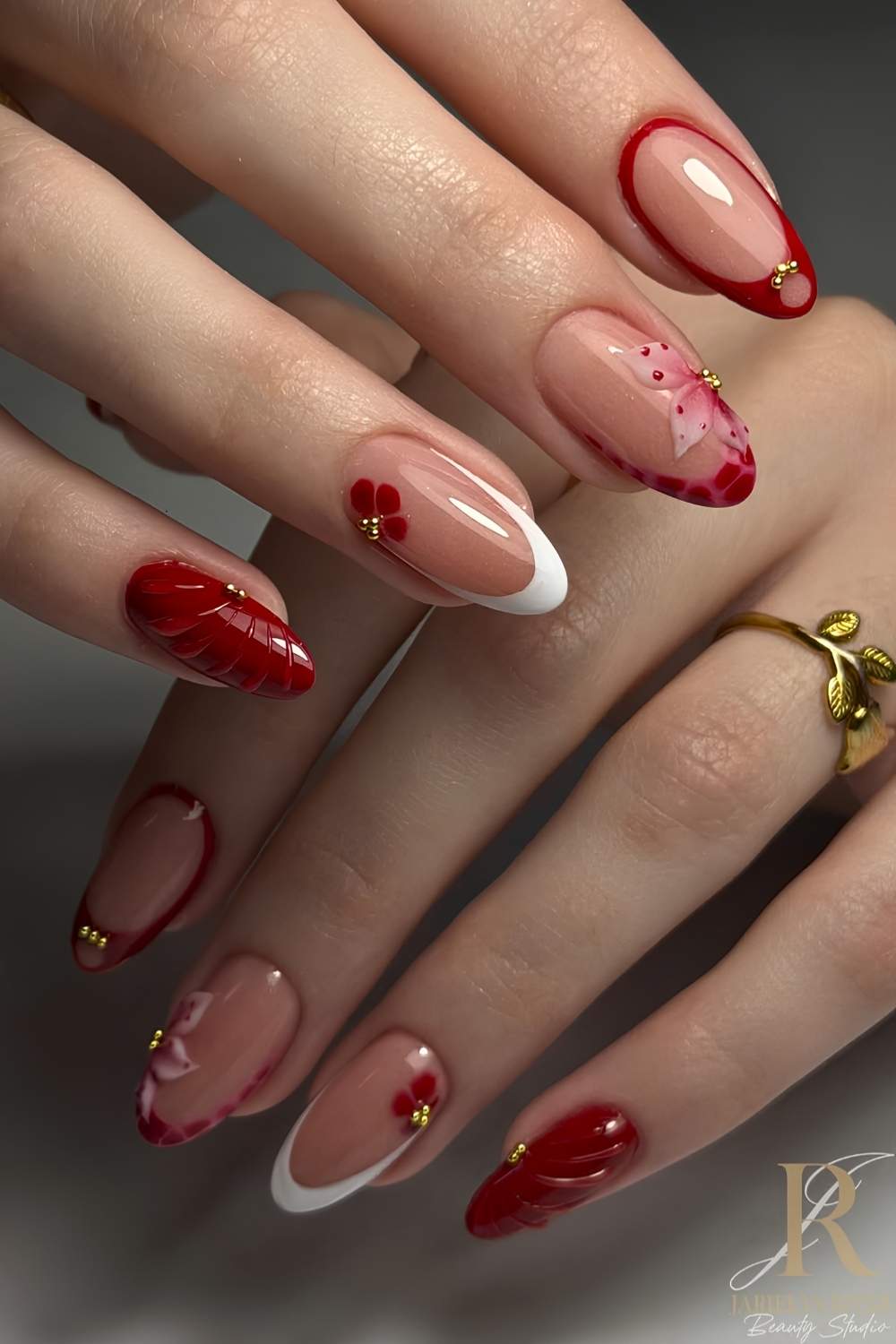 Rote Fruehlingsnaegel Mix und Match