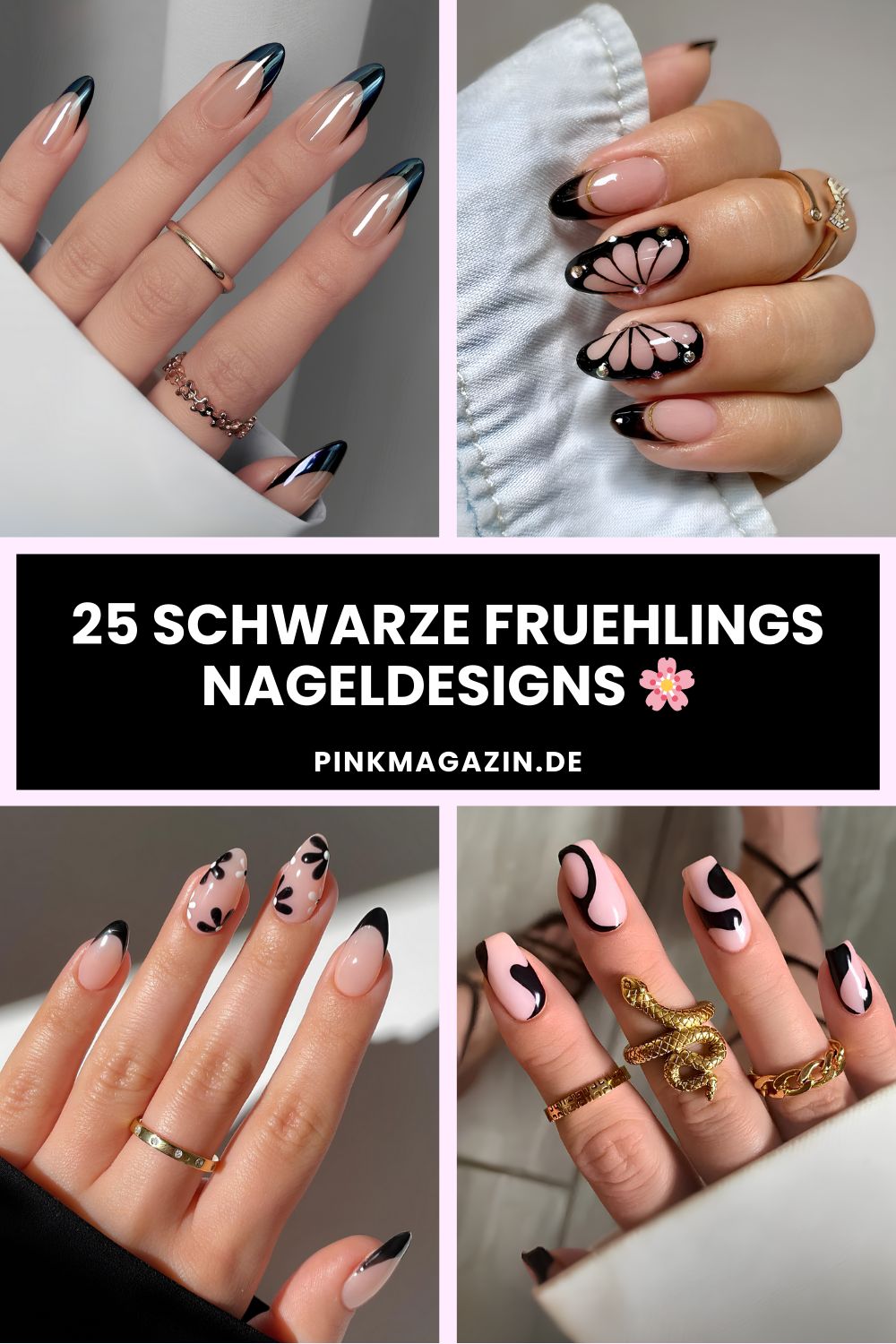 Schwarze Frühlingsnägel Pinterest