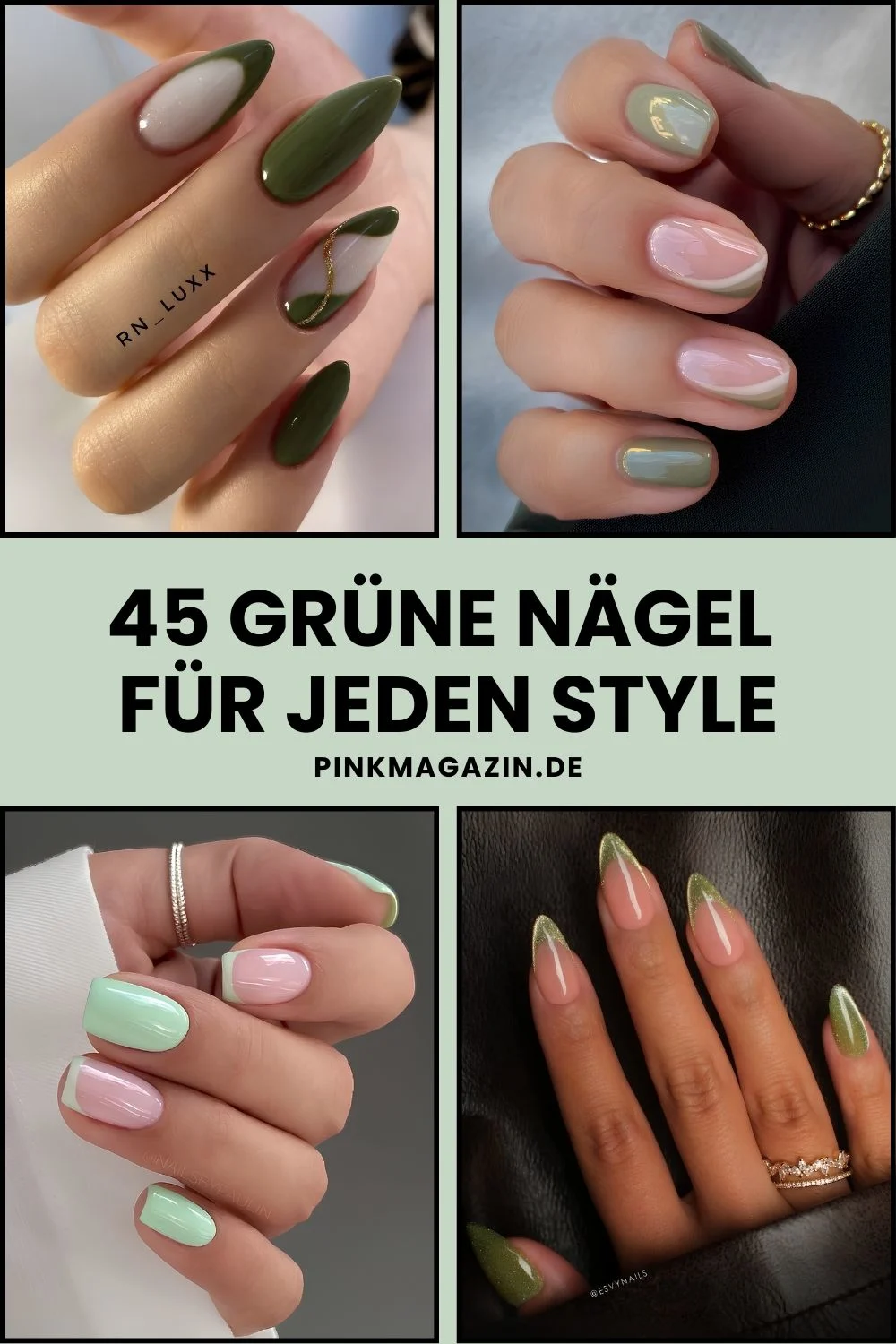 Gr&uuml;ne Nageldesigns Pinterest