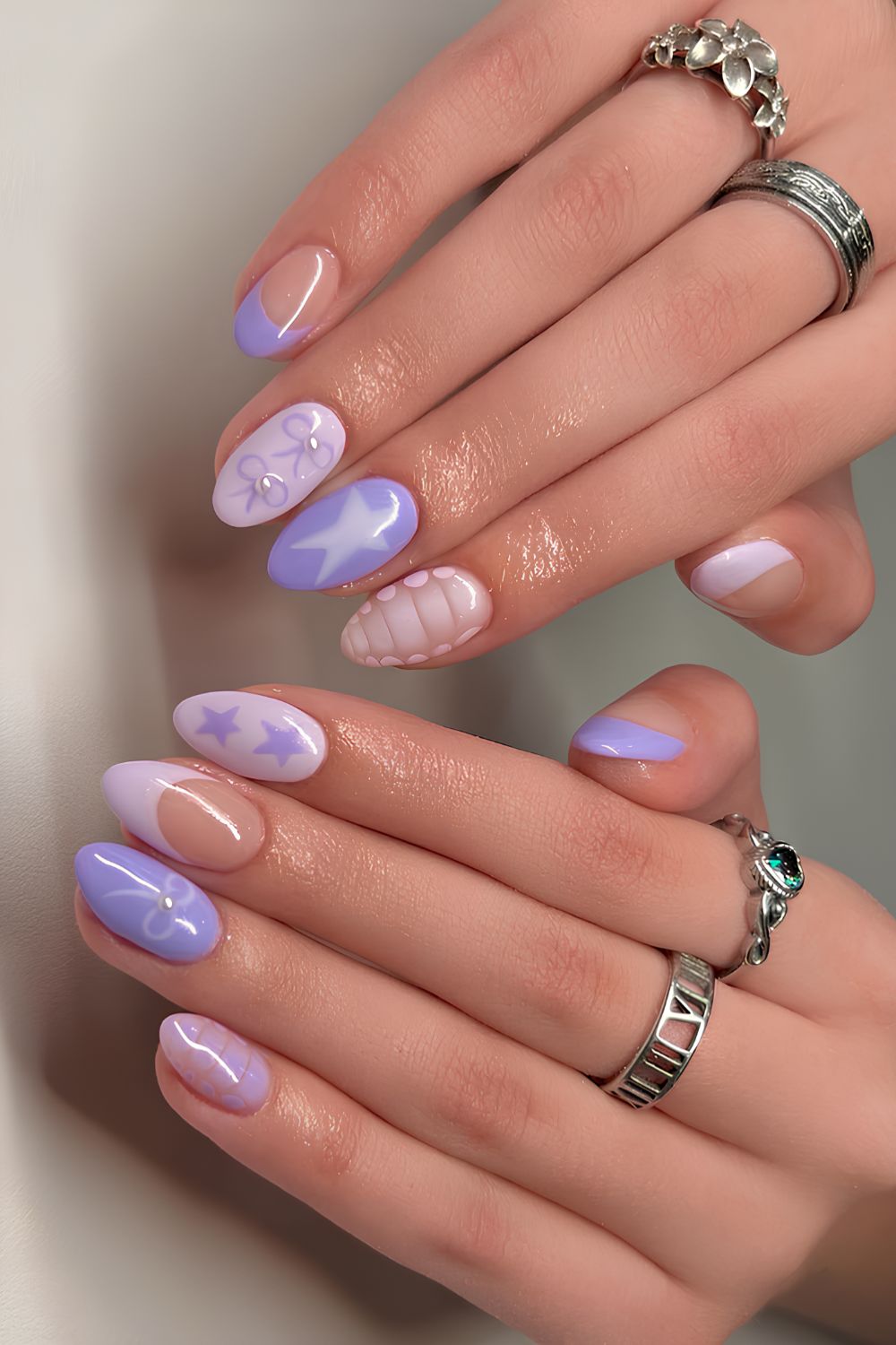 Lavendel Mix-and-Match-Nägel