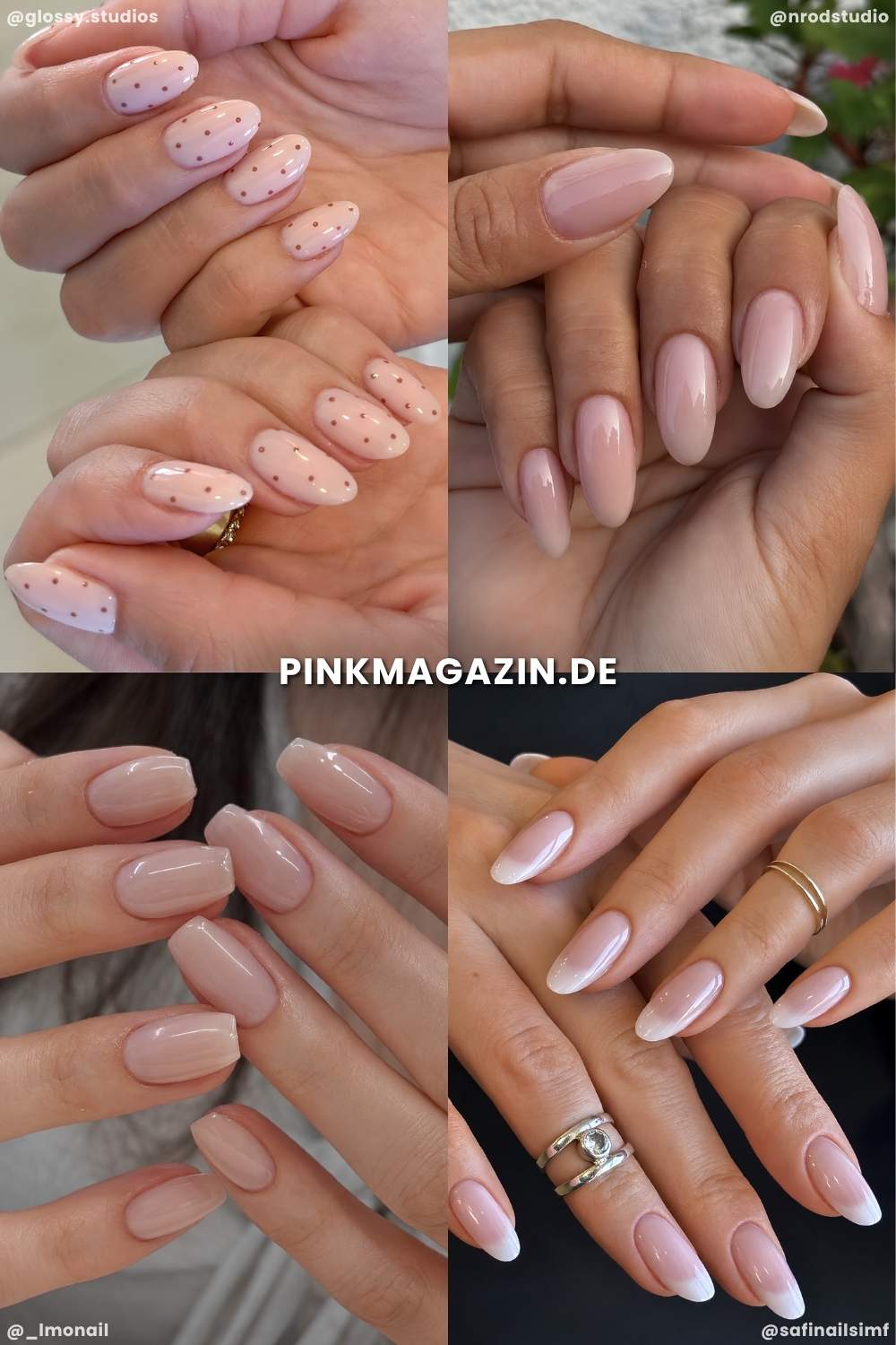Collage mit milchigen neutralen Manikueren
