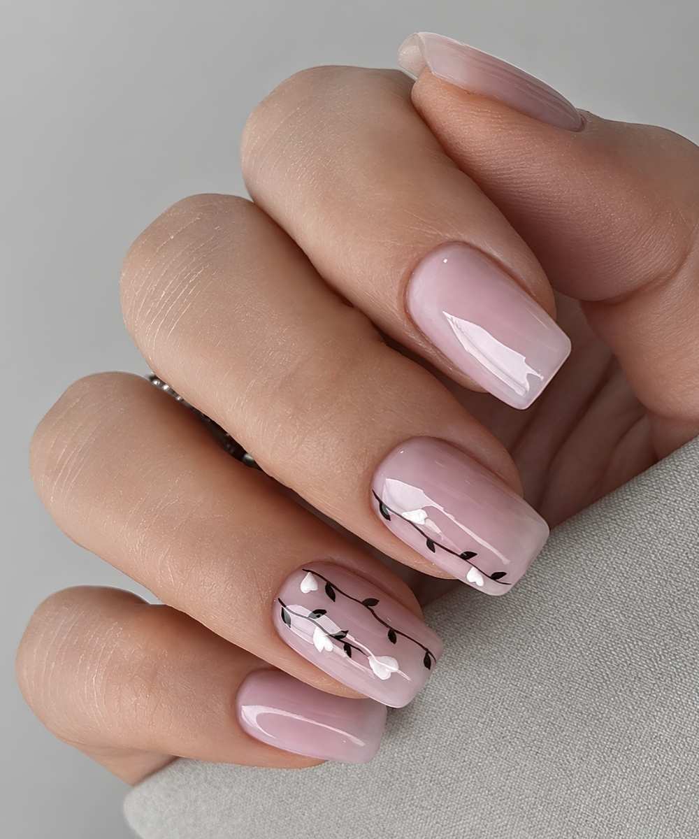 Rosa Jelly Naegel mit Blumenmuster