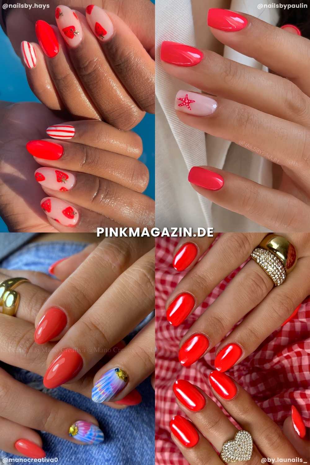 Warme rote August Nageldesigns
