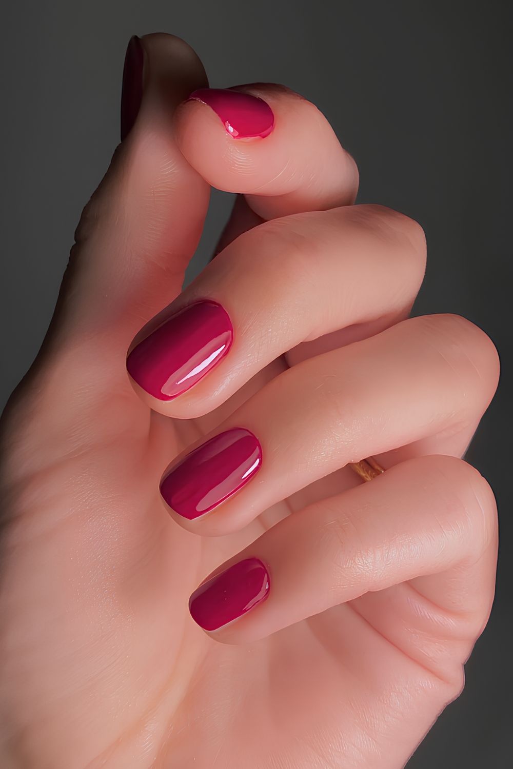 Kurze Nägel in Beerentönen