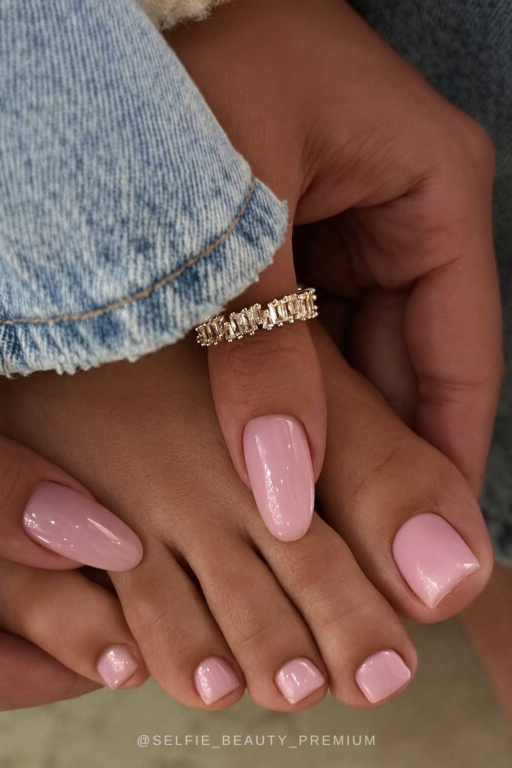 Elegante milchig rosa Manikuere und Pedikuere