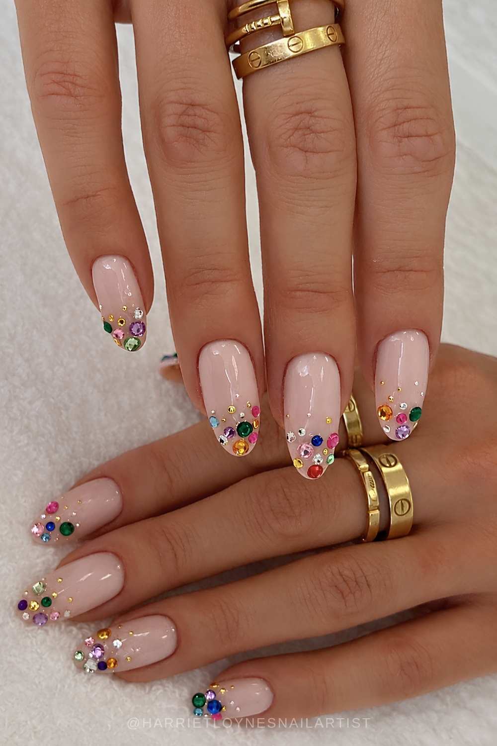 Milky Naegel mit buntem Strass Ombre