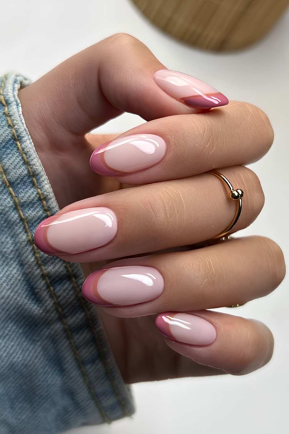 Pink braune Double French Naegel