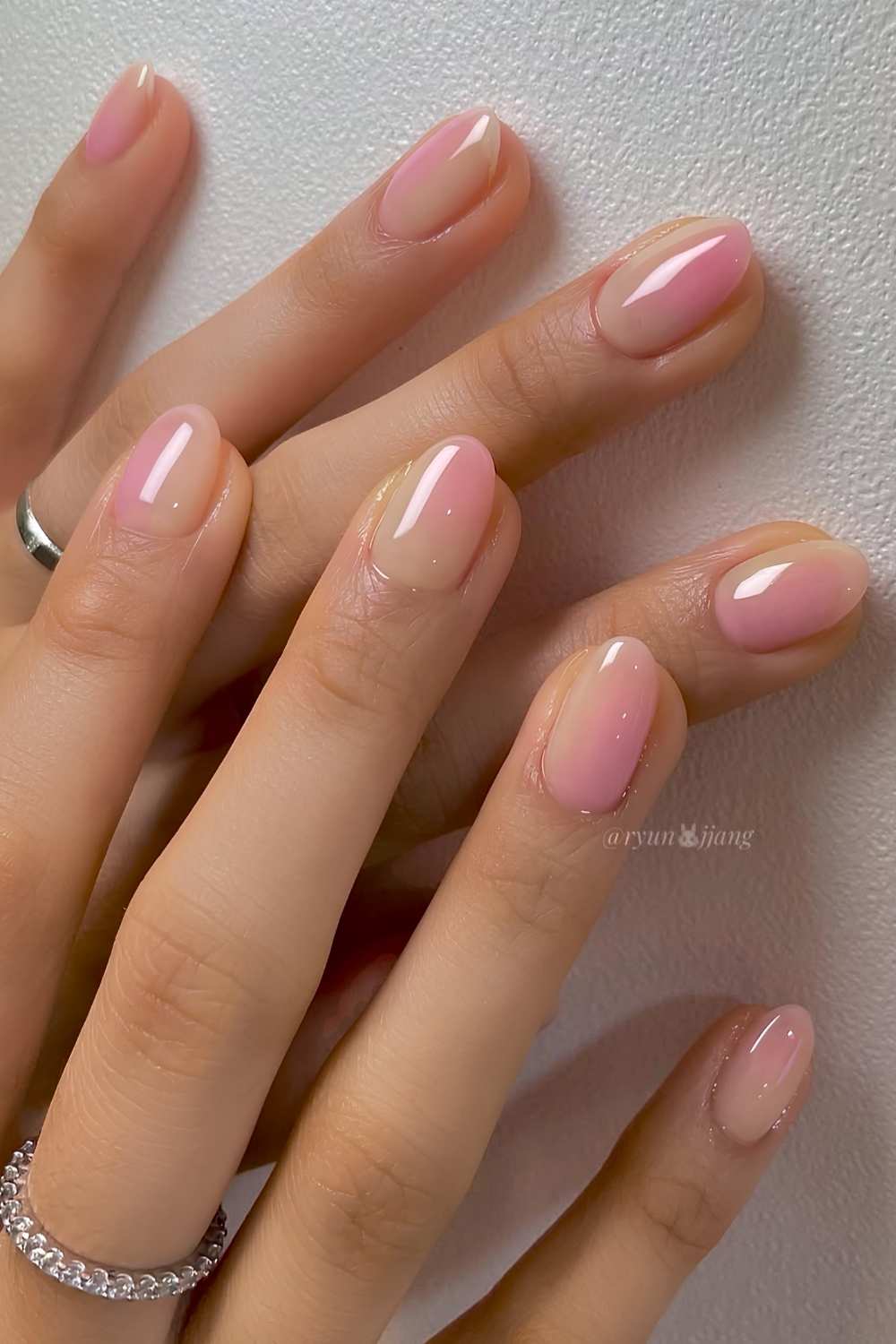 Pink gelb gradient jelly mani
