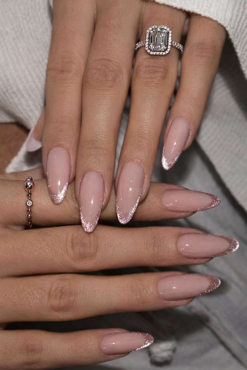 Pinke Cat Eye French Naegel
