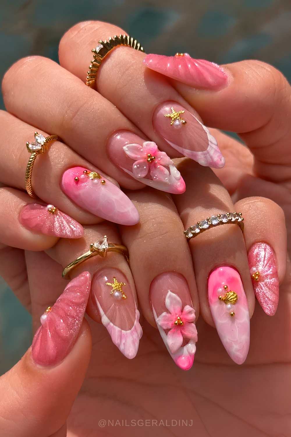 Rosa Mermaid Naegel mit Muschel Design