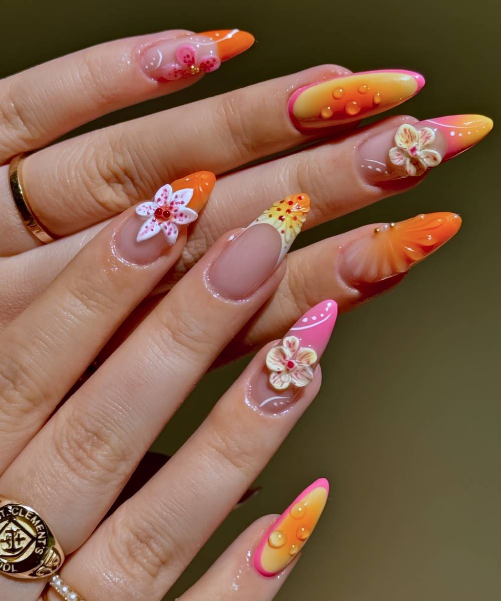Sunset Naegel mit 3D Blumen