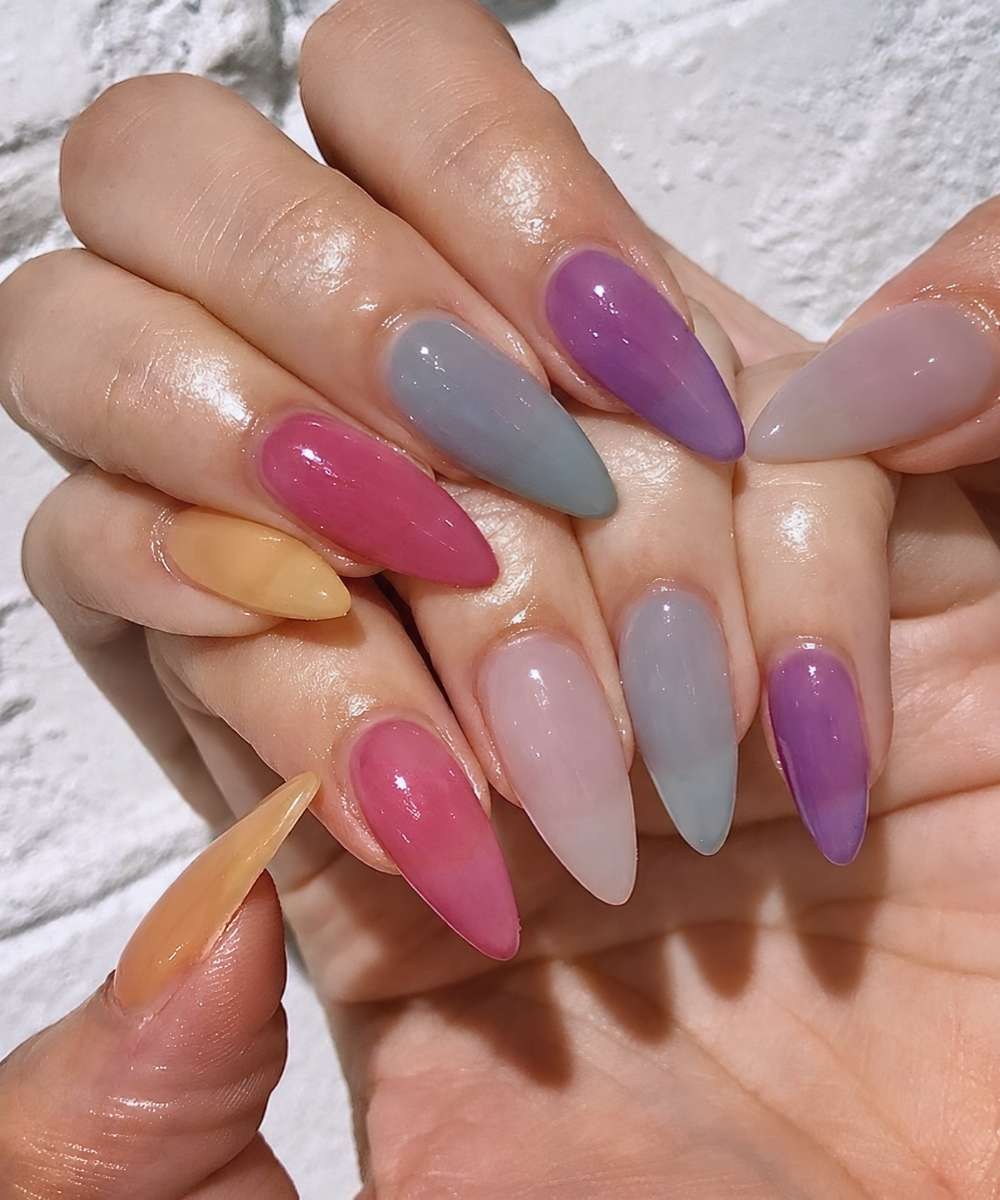 Transparente skittle jelly naegel