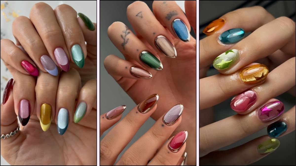 Bunte Cat Eye Naegel