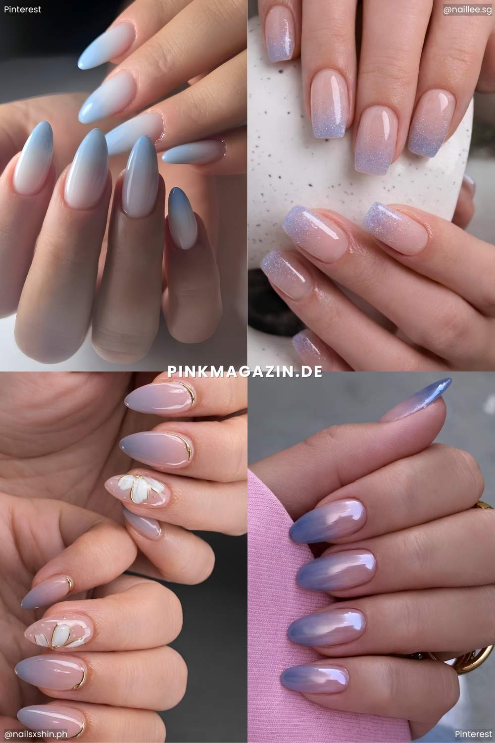 Collage mit blauen Ombre Manikueren