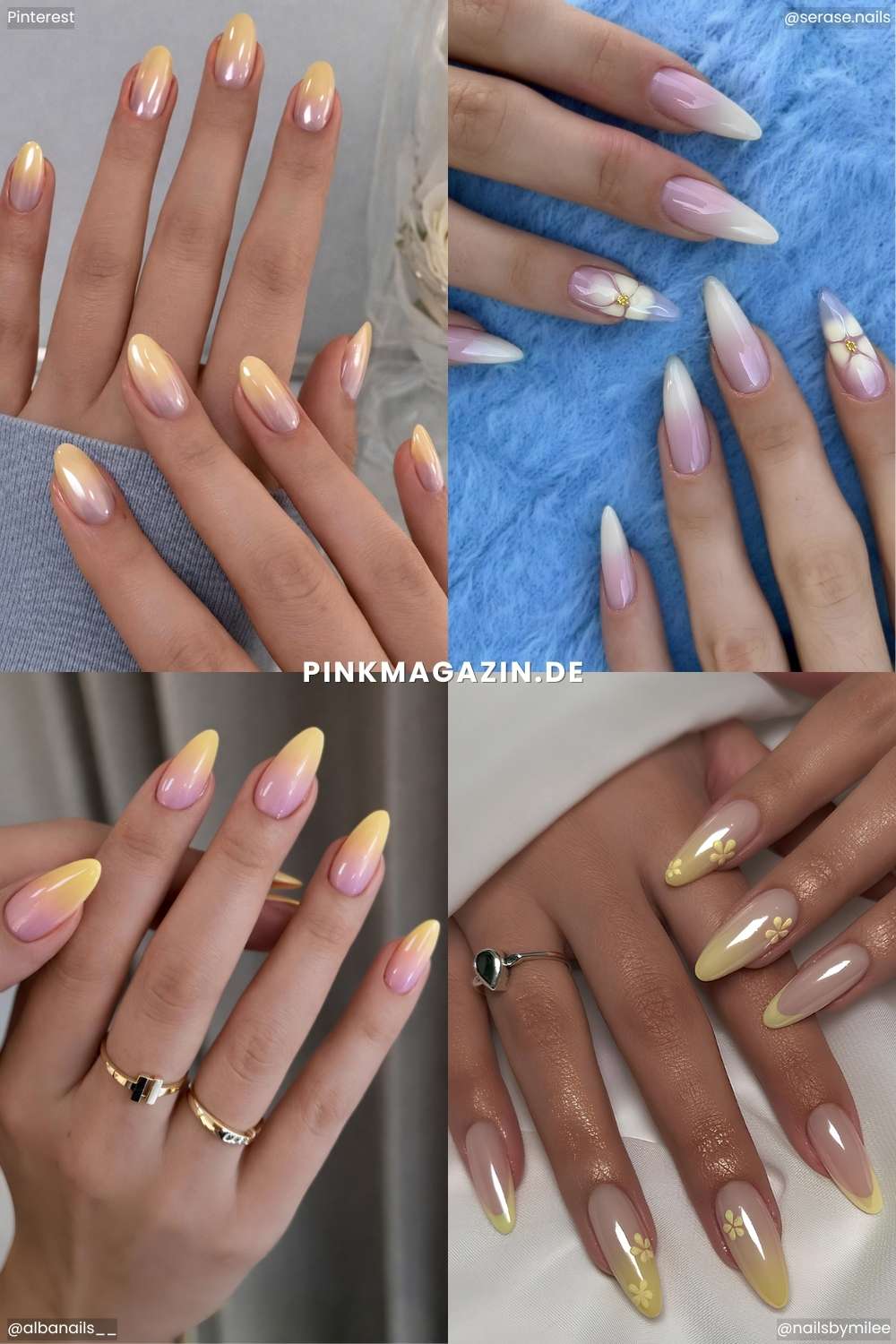 Collage mit gelben Ombre Manikueren
