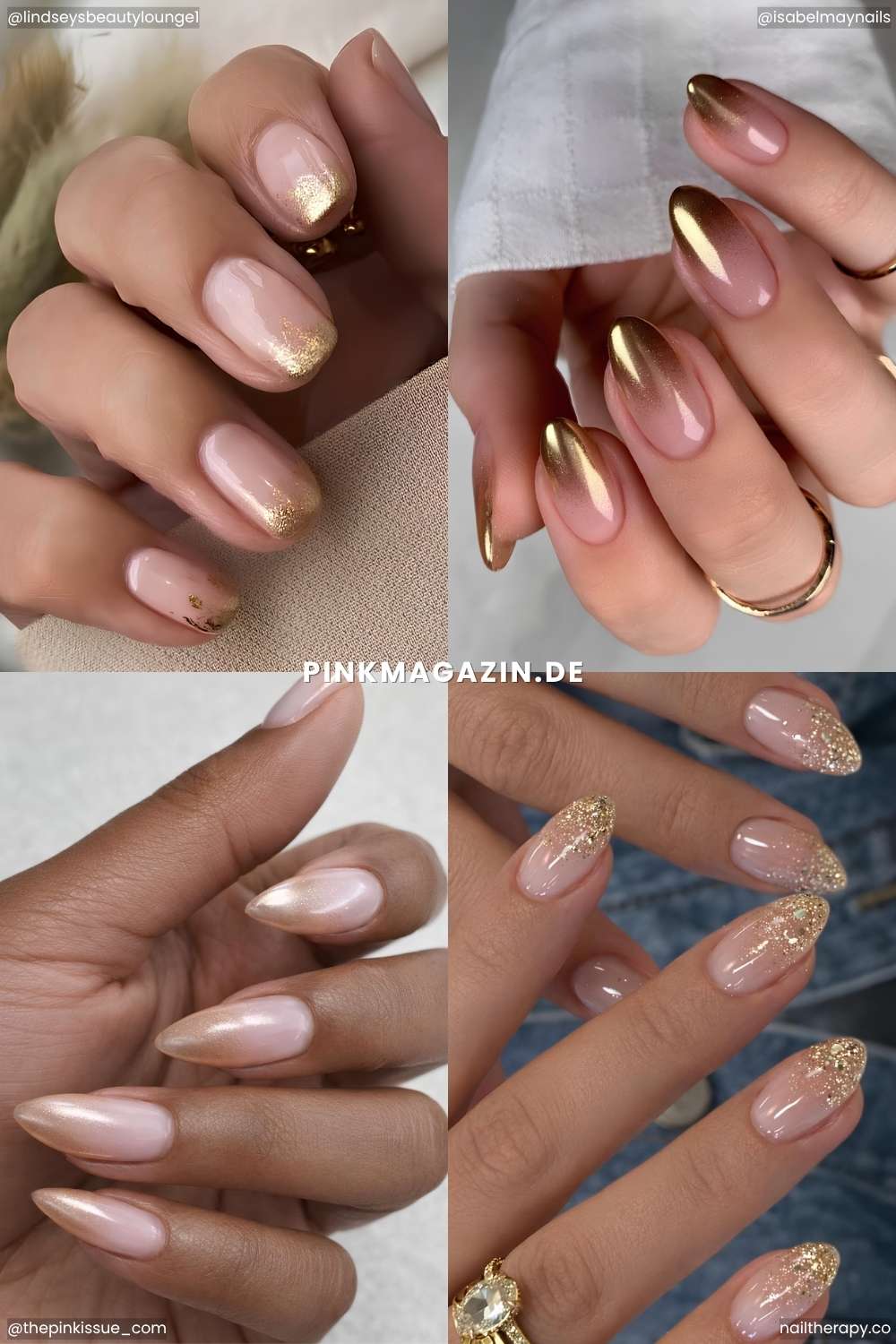 Goldene Ombre Nageldesigns