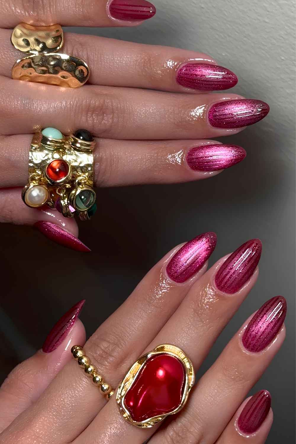Himbeerrosa Ribbed Glass Naegel