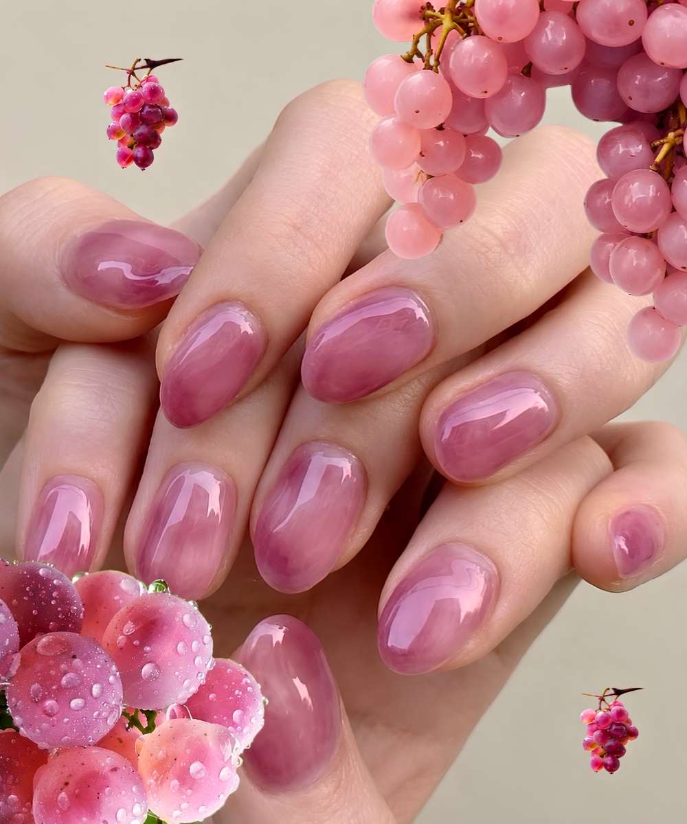 Lila Marmor Naegel im Trauben Look