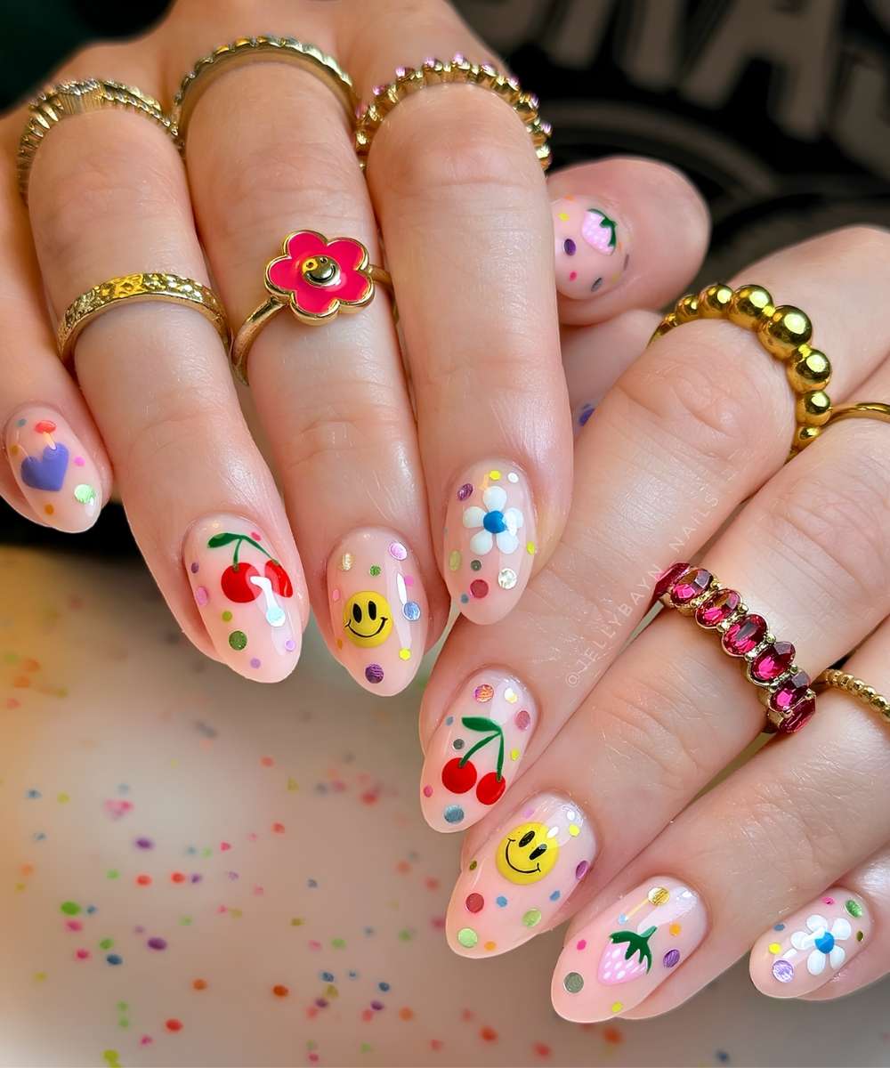 Milky Naegel mit bunten Mini Motiven