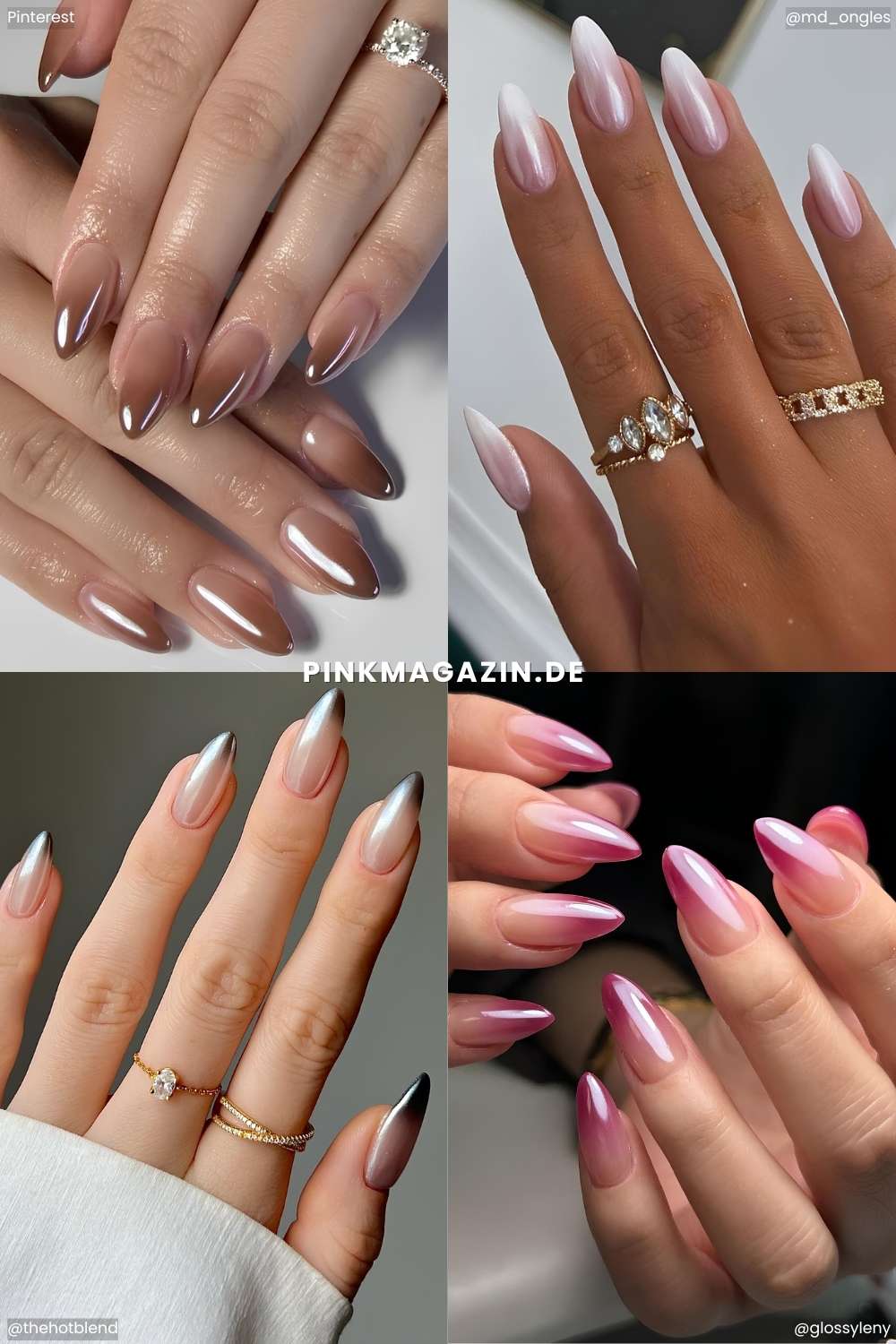 Ombre Nageldesigns mit Chrome Finish