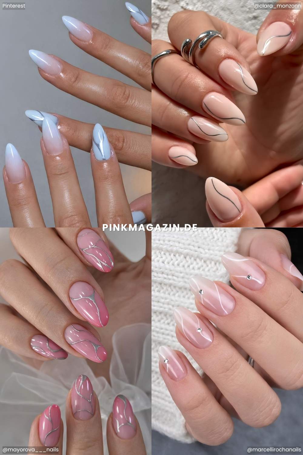 Ombre Nageldesigns mit Linien