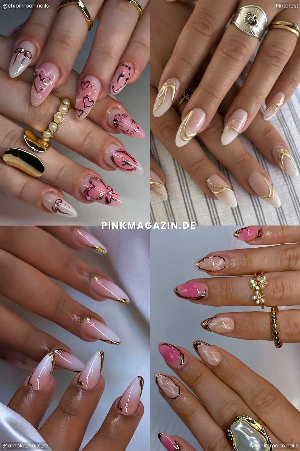 Ombre Nageldesigns mit Metallic Details