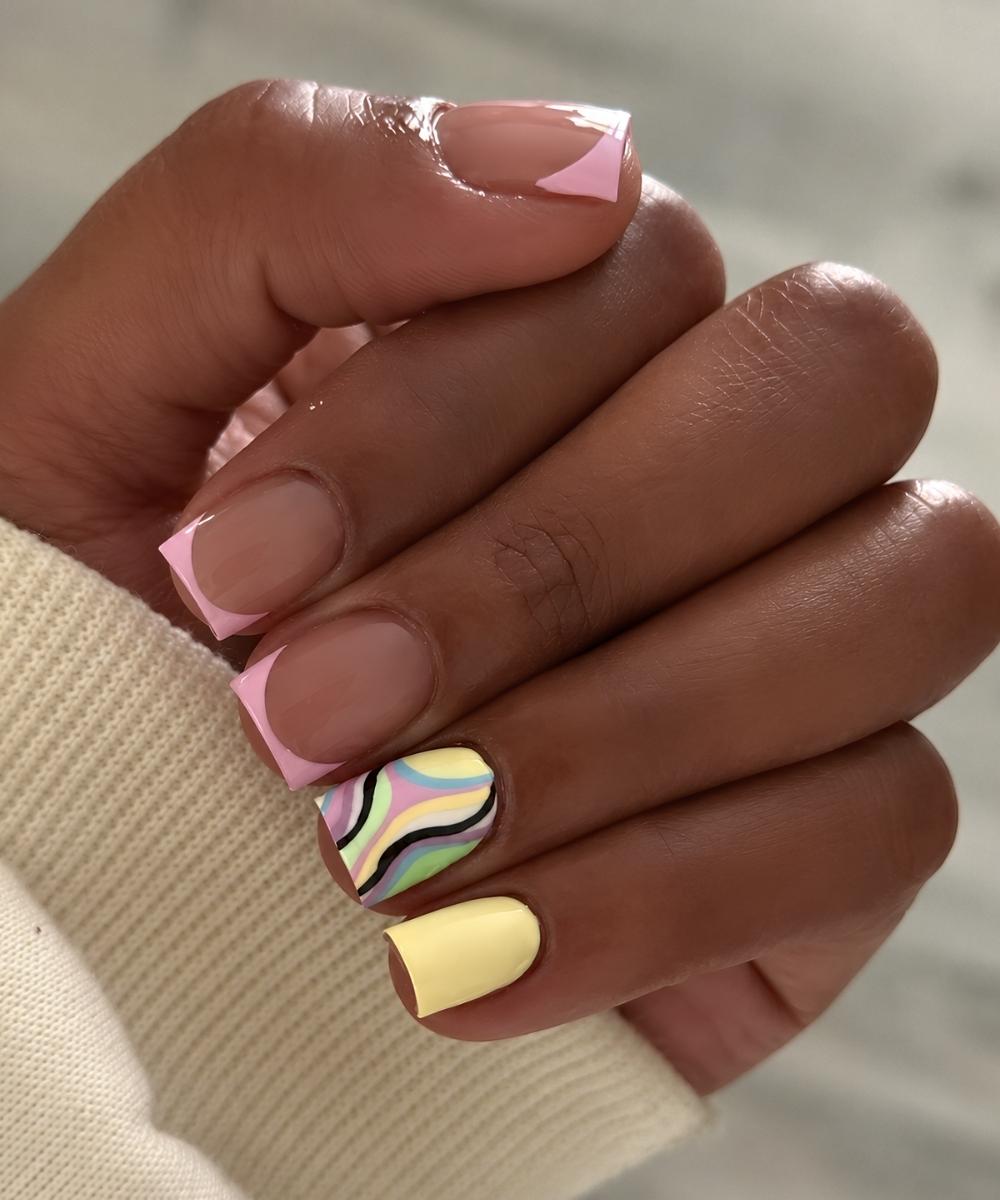 Rosa gelbe Pucci Manikuere