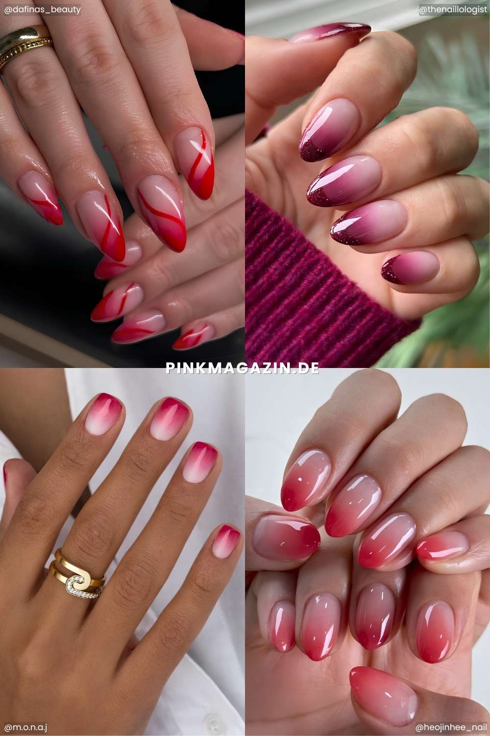 Rote Ombre Nageldesigns