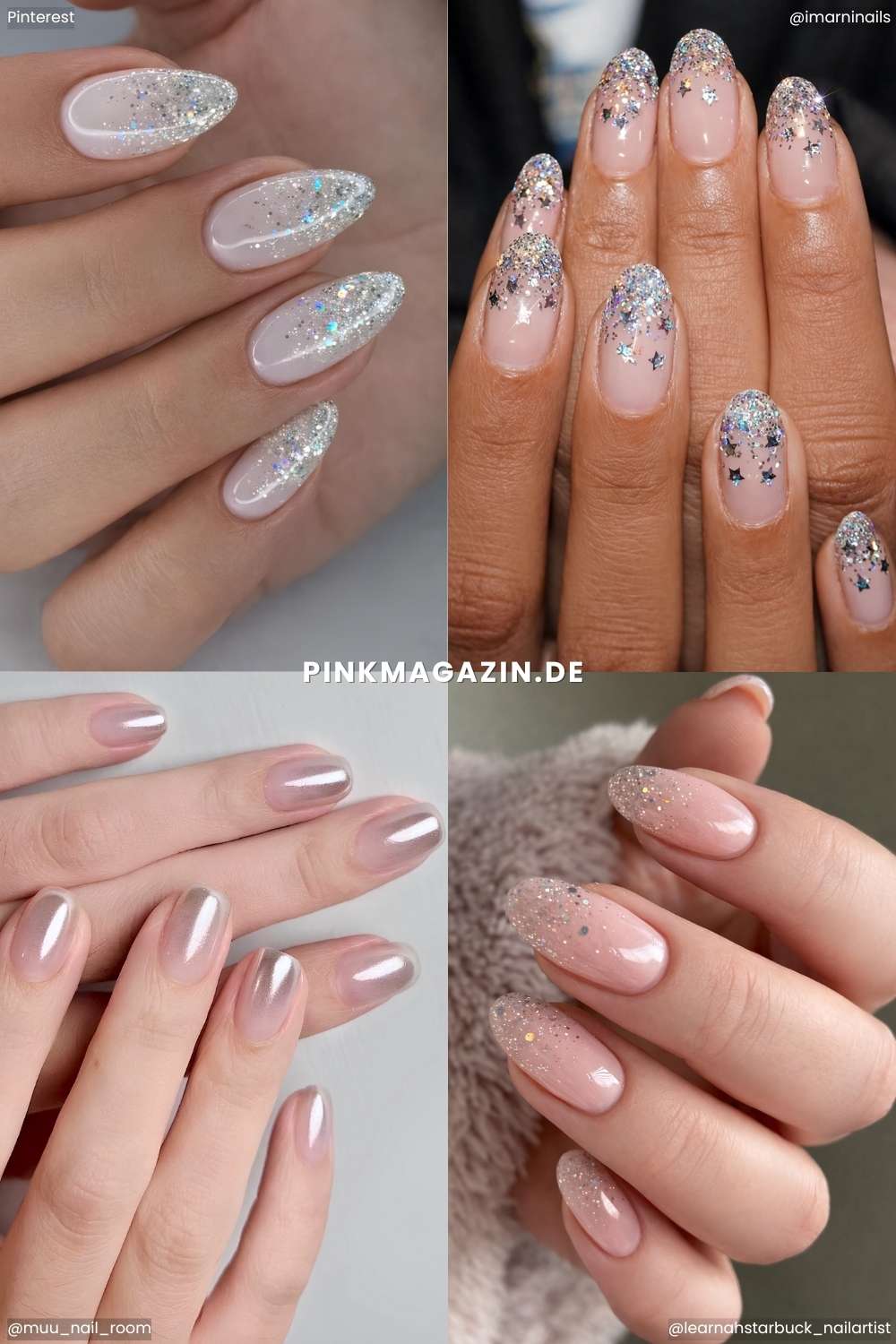 Silberne Ombre Nageldesigns
