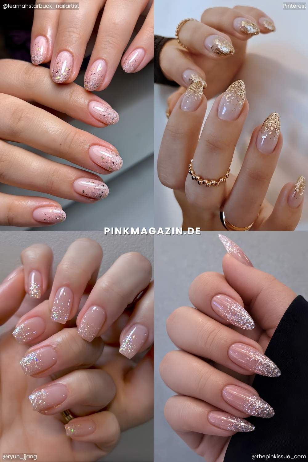 Verschiedene Glitzer Ombre Manikueren