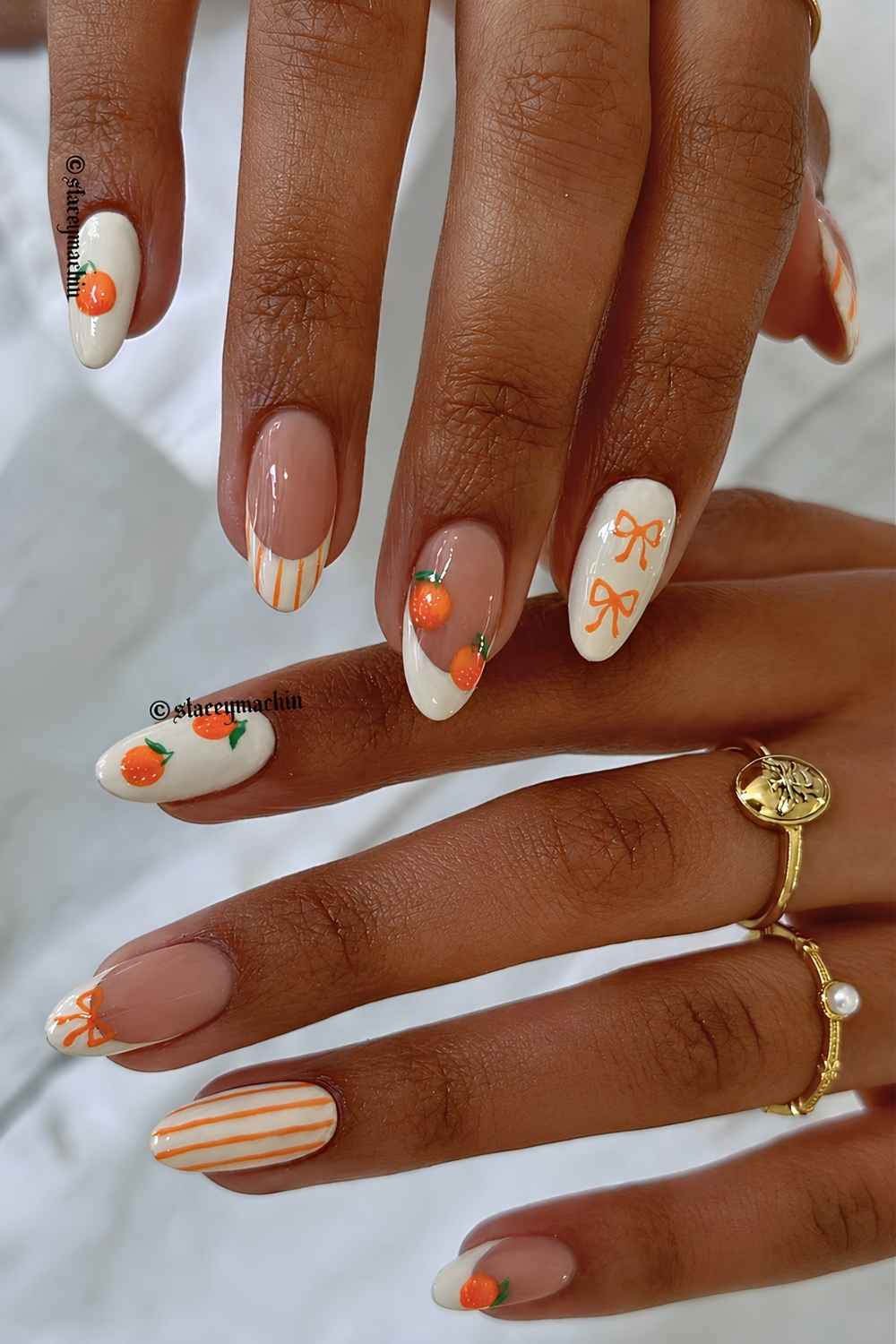 Weiss orange Euro Sommernaegel