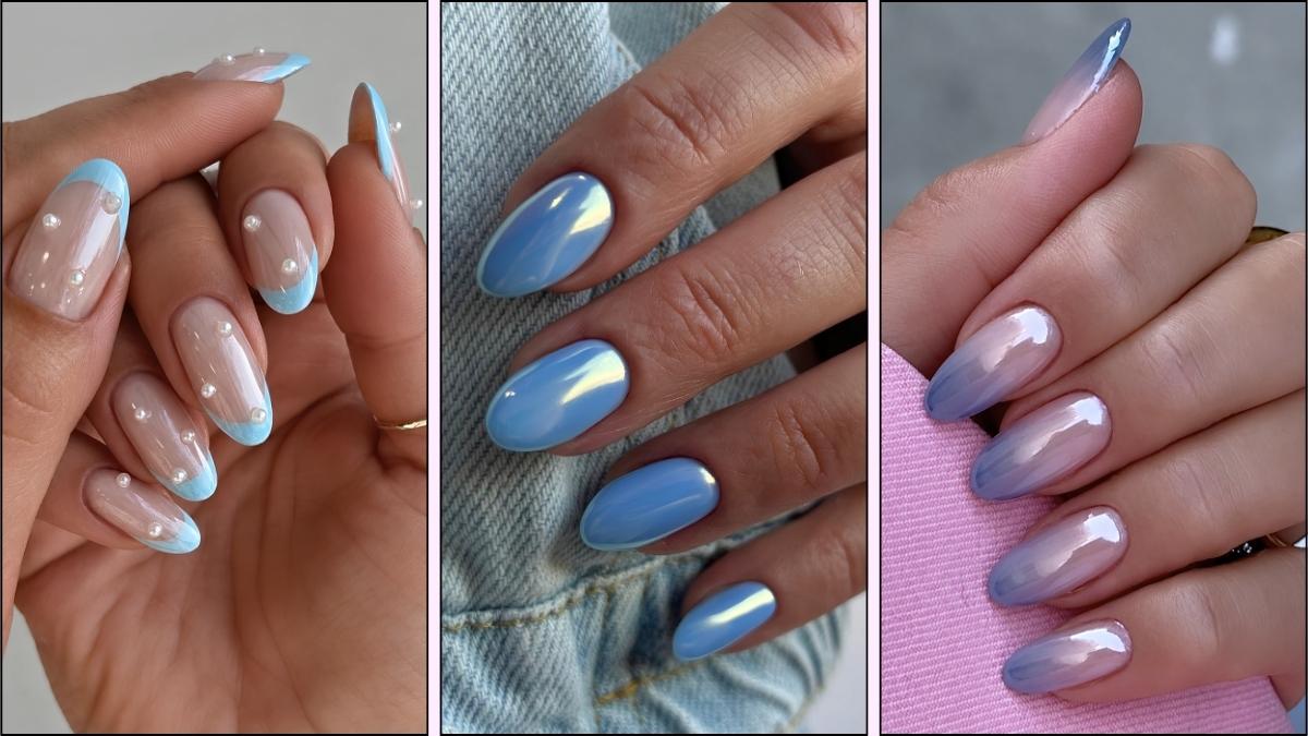 Blaue chrome naegel