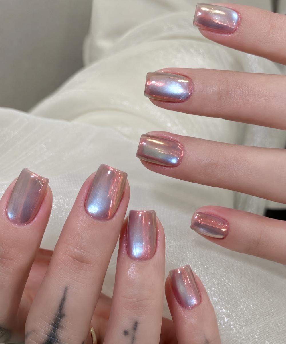 Kurze ice cat eye naegel