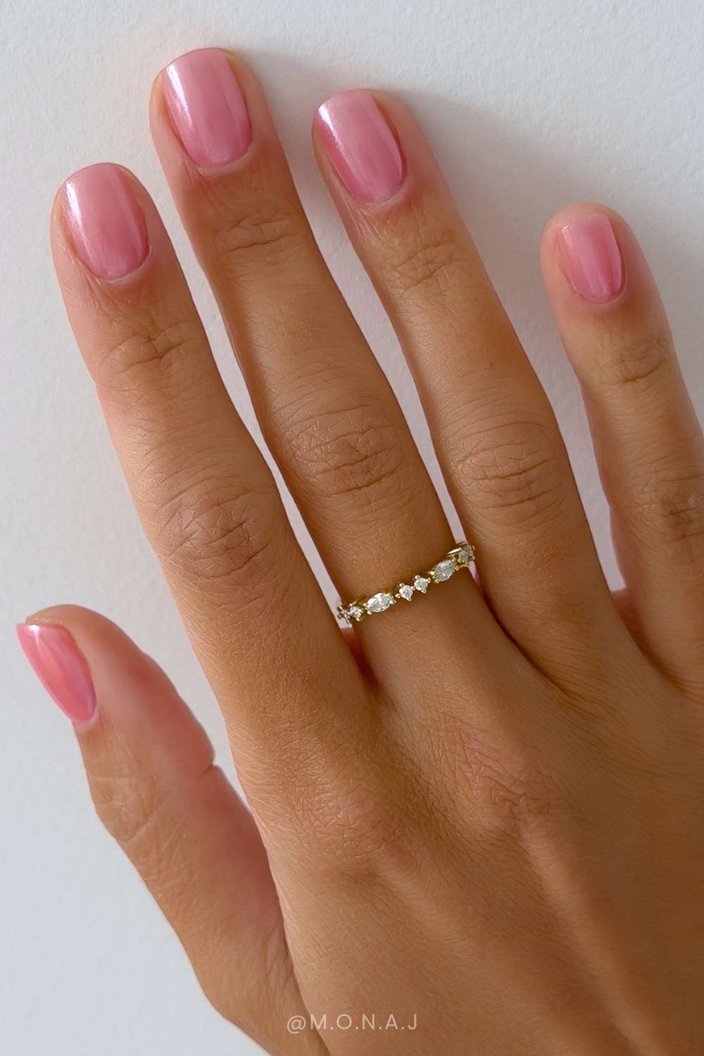 Kurze rosa Jelly Chrome Naegel